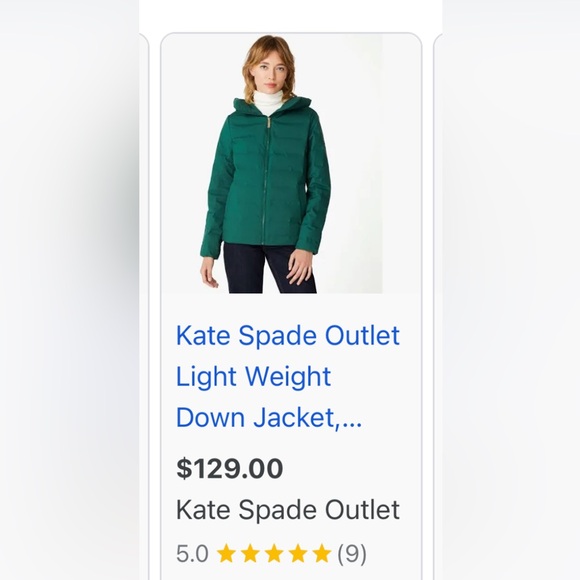 Kate Spade down coat Small green NWT - Picture 6 of 7
